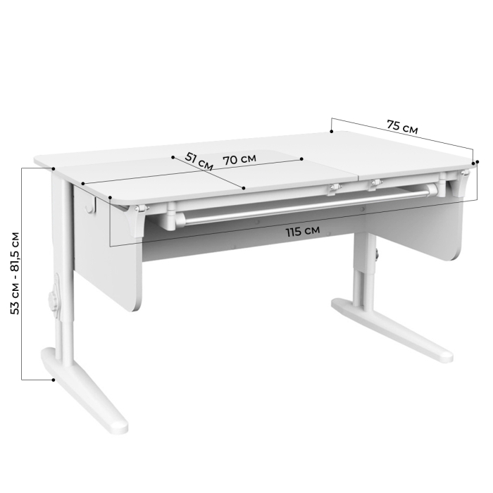 Характеристики Раздельная парта Дэми СУТ.62 с выдвижным пеналом и тумбой Характеристики Раздельная парта Дэми СУТ.62 с выдвижным пеналом и тумбой